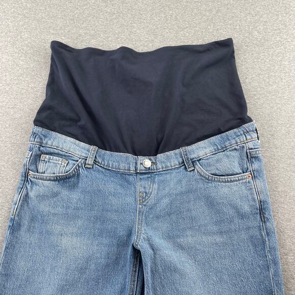 MANGO Maternity Jeans Sz 6 Blue Straight Leg Over-The-Belly Cropped Light Wash - Picture 9 of 16